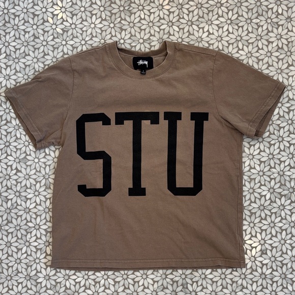 Stussy Tops - Women's/Unisex Stussy "STU" Allen Big Scale Tshirt in Tan/Black, Size S